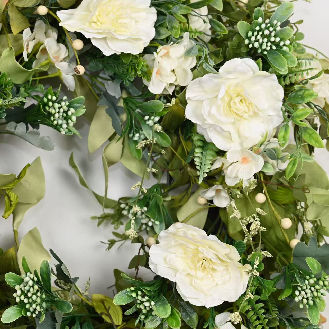 24" Handcrafted Peony No Holiday Wreath