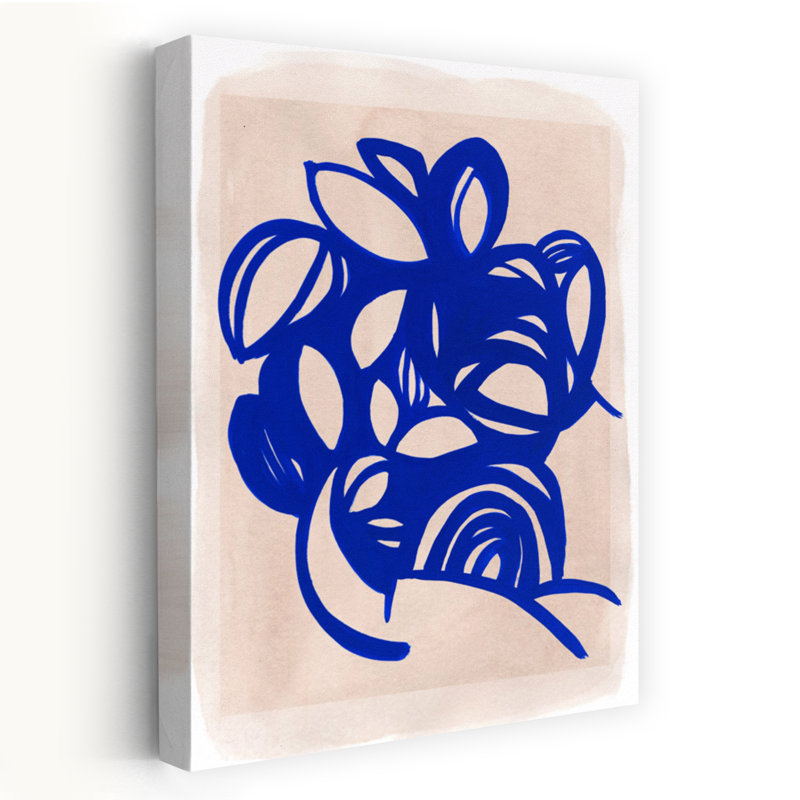 Bleu abstrait floral abstrait contemporain minimaliste fleur nature, H 18 po x l 12 po