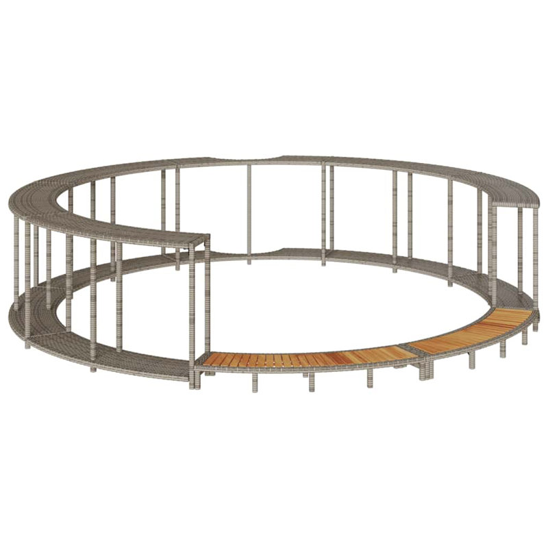 Hot Tub Surround With Storage And Wooden Step Poly Rattan, Grey