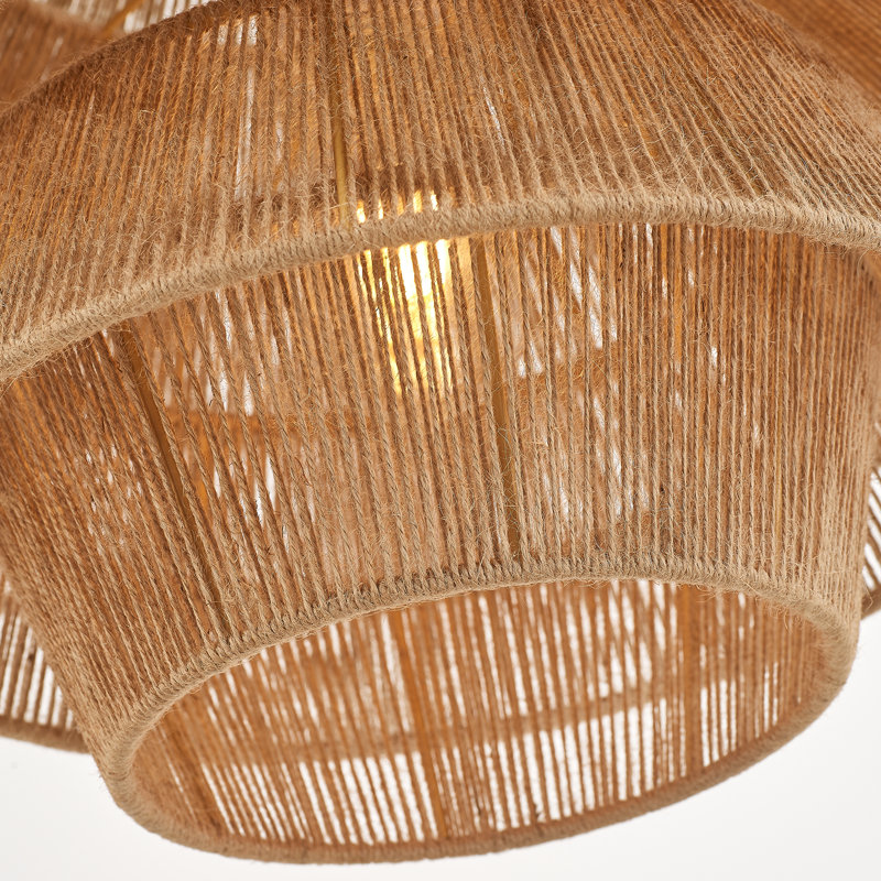 Dia 17.72 Inches, 1-Light Modern Farmhouse Chandelier With Hand-Weaving Shade