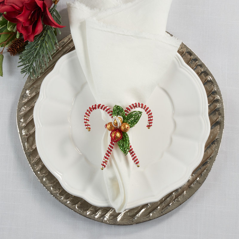 Rond de serviette Candy Cane, Rouge / blanc
