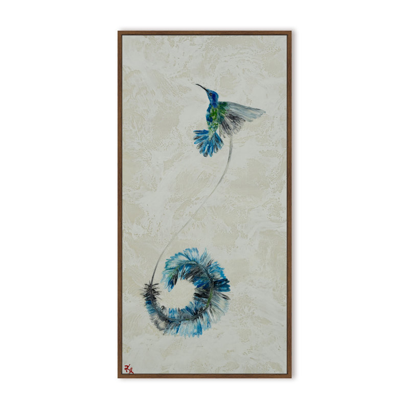 Nature Inspired "Feathered Symphony" Canvas Wall Art By Karen Biery, 48" H x 24" W, Framed Matted Print, Gold