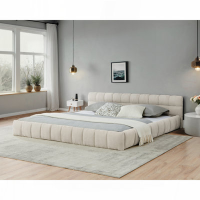 California King size Upholstered Bed Frame with Thick Fabric