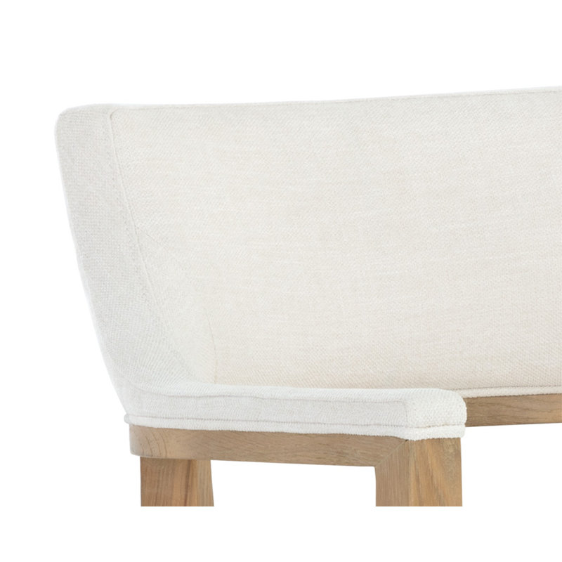 Upholstered Arm Chair, Cream, Natural Wood
