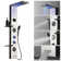 Dual 4-In-1 2-Jet Rainfall Shower Panel System With Rainfall Shower Head,Shelf,Stub Spout And LED Light
