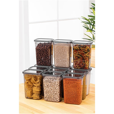 Ensemble de boîte de rangement durable (12 pièces), couleur anthracite, 4,1 x 4,1 x 3,5 pouces | 100% plastique sans BPA, capacité de 50,7 oz liq. Va au lave-vaisselle pour un nettoyage facile, idéal pour organiser la maison et le bureau