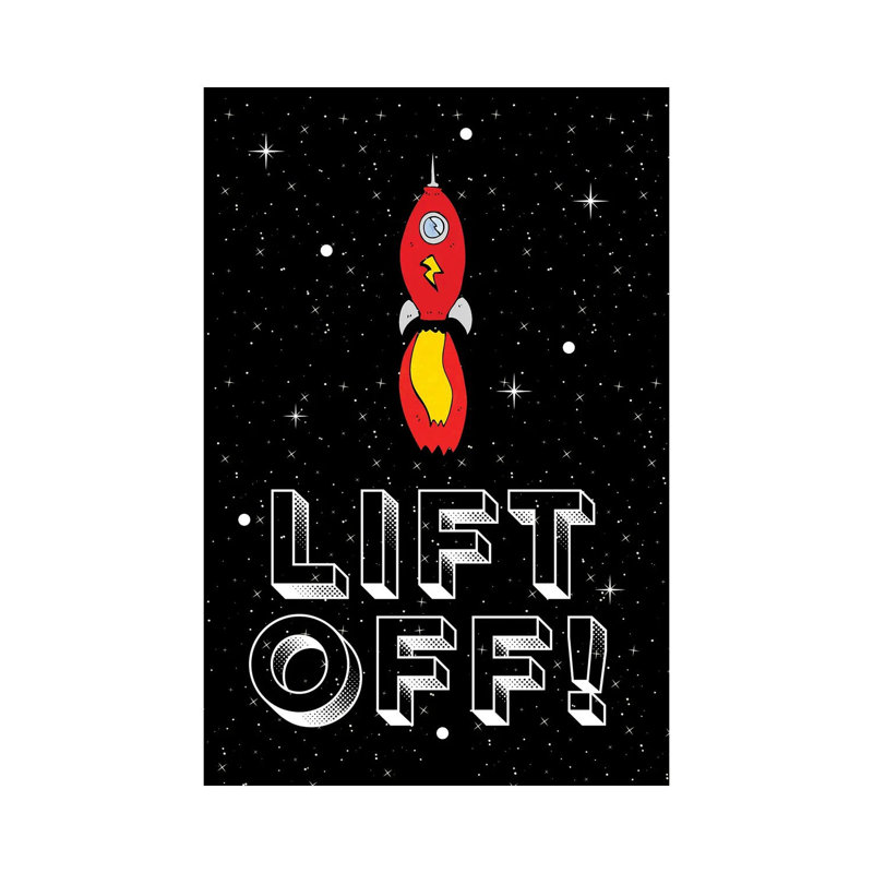 Lift Off! Space Rocket Blast Off by Design Harvest - Wrapped Canvas Print, 20.32 cm H x 30.48 cm W