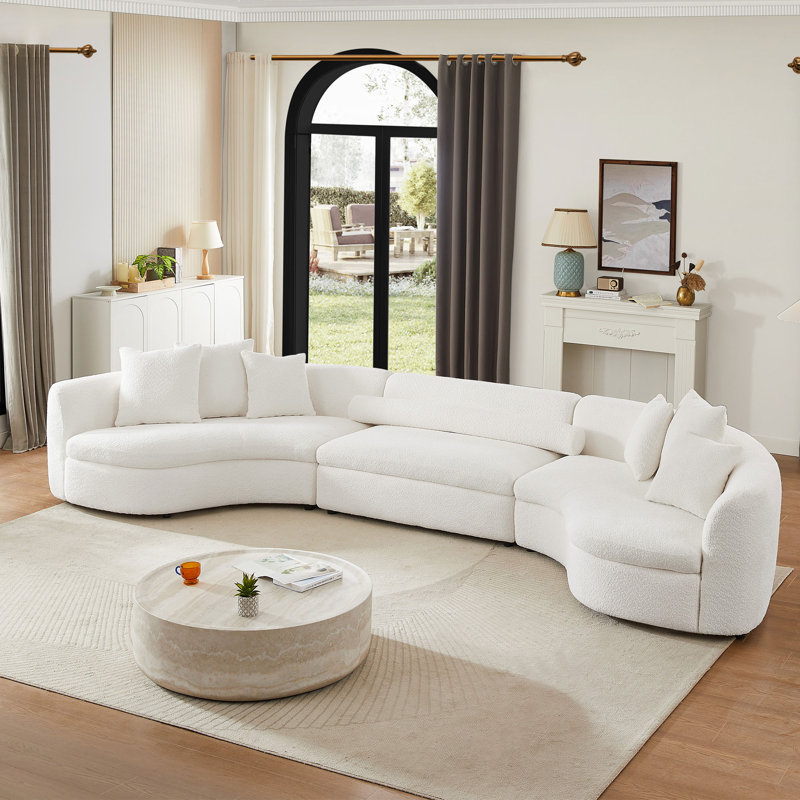 Upholstered Curved Sectional Symmetrical