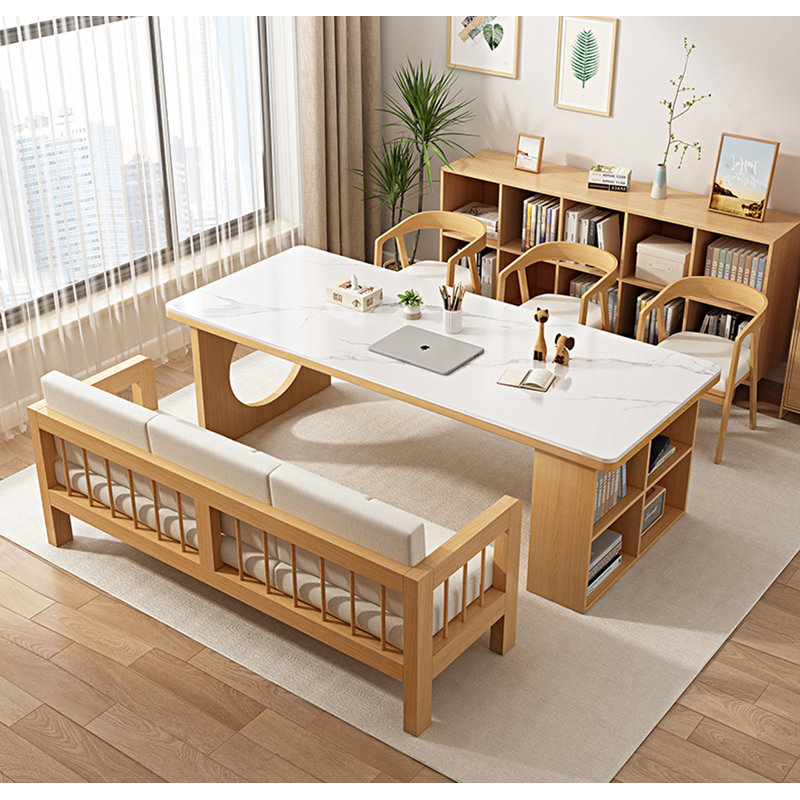 Bureau de table rectangulaire en pierre frittée, H 29,53 po x l 62,99 po x P 27,56 po