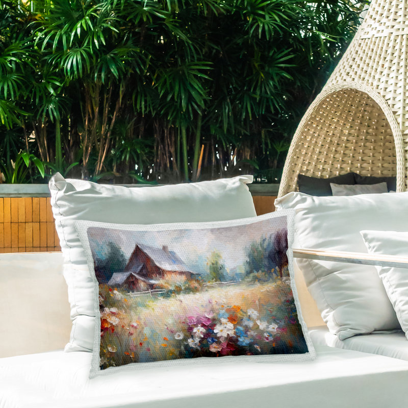 Housse et insert de coussin rectangulaire en polyester pour l'intérieur et l'extérieur