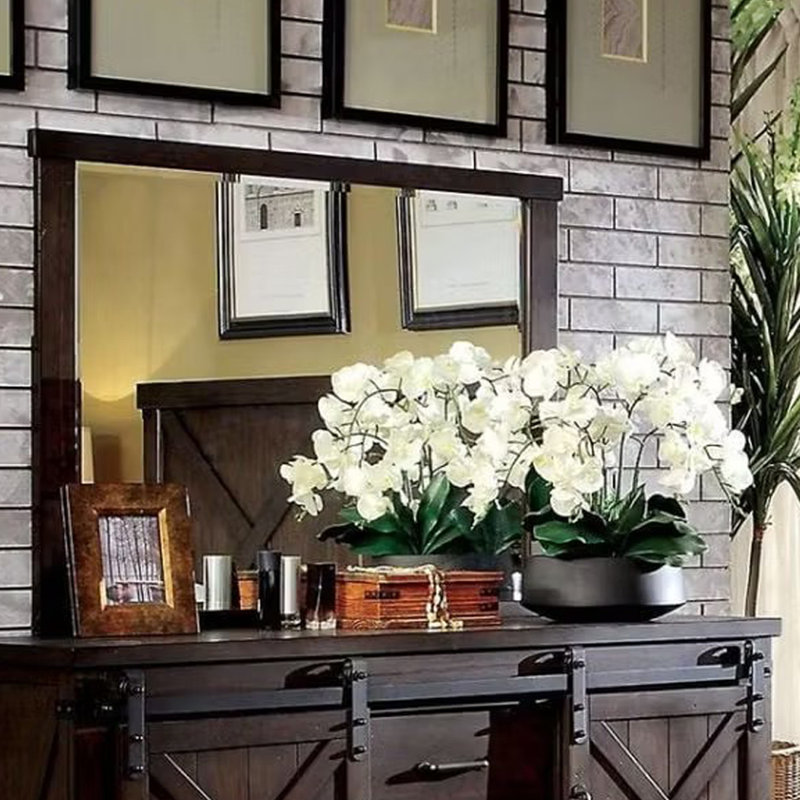 48.4"W Rustic Mirror, Dark Walnut