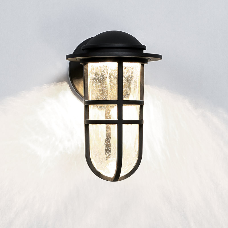 Steampunk 1 - Light LED Outdoor Wall Lantern, Black, 9.5" H x 6" W x 7.125" D