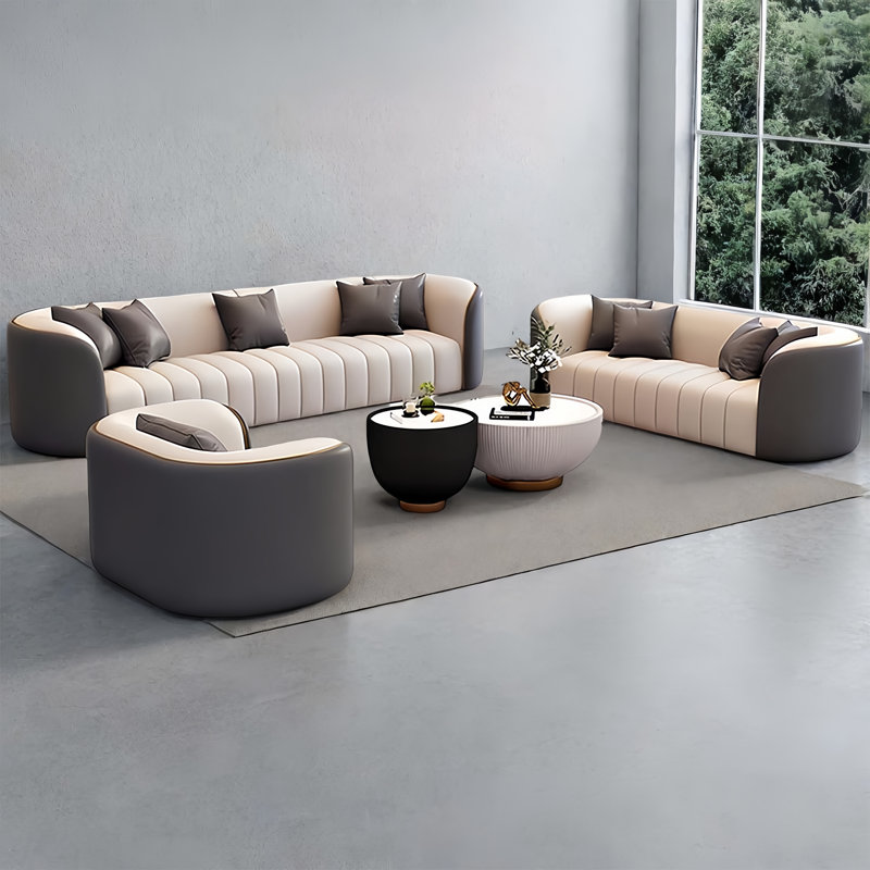 Four-Piece Set Grey Sofa Modern Waiting Room Sets  Reception Set