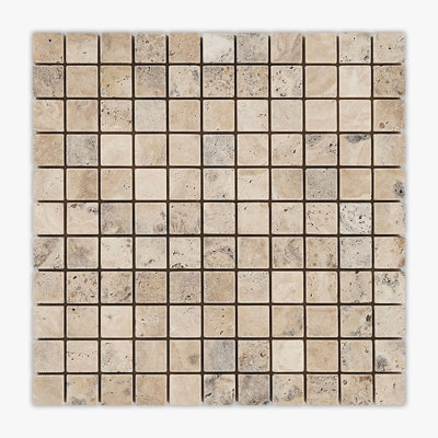 Philadelphia Tumbled 1x1 Square Travertine Mosaic