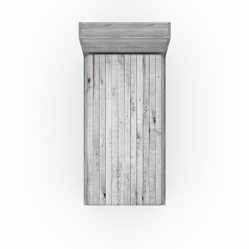 Ambesonne Fitted Sheet 2-Pack, Gray Wood/Shiplap 1, Twin Fitted Sheet