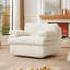 Chaise pivotante à 360 degrés avec siège ergonomique, velours côtelé blanc, tissu doux et tissu paresseux pour la lecture, peau, pour la lecture