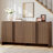 Dulane 63" Modern 4-Door Sideboard With Rounded Edges And Pine Handles, Brown-401307230