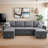 Sackcloth 5-Pieces Living Room Sofa Bed-371028198