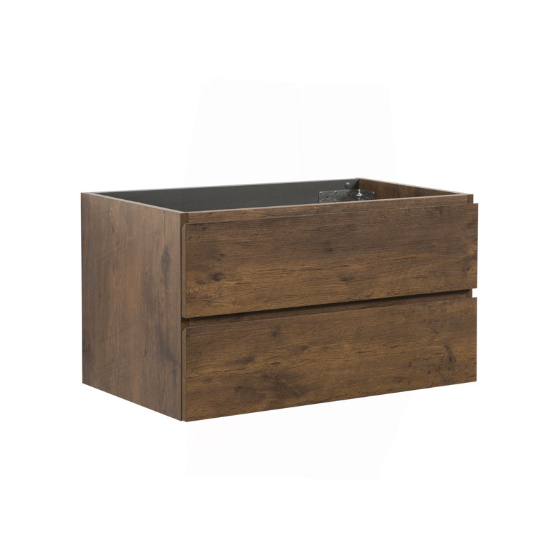 Armoire murale SANS lavabo, couleur noyer, avec deux tiroirs, pré-assemblée, Noyer, 36"