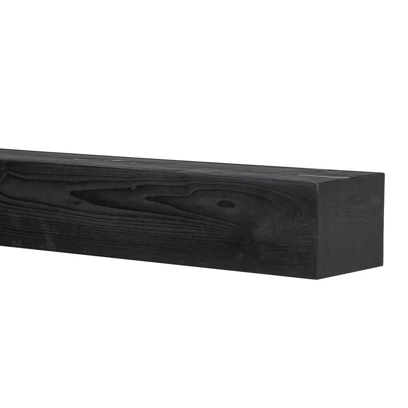 Brylee Floating Wood Fireplace Mantel Shelf, 72", 9" D x 5.5" H, Unfinished