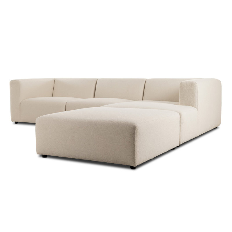 Lawndale 3PC LAF Sectional W/ Ottoman-Saxon Charcoal, Fayette Cloud Polyester Blend, Right Hand Facing
