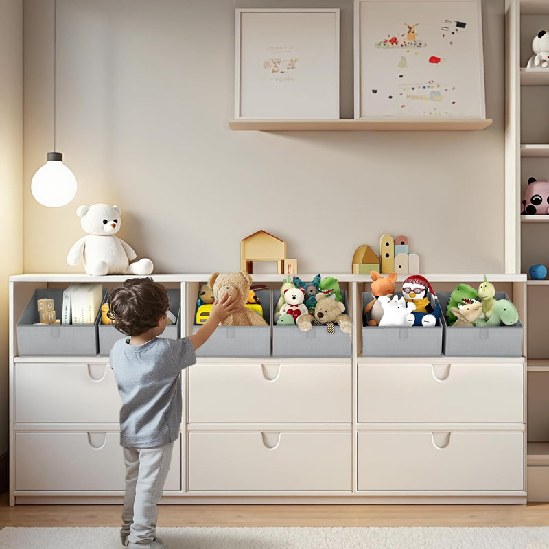 Bacs de rangement en tissu avec poignées avant, paniers de rangement pour garde-robe trapézoïdaux pour tablettes, contenants de rangement pliables pour jouets, livres, vêtements, organisation à domicile