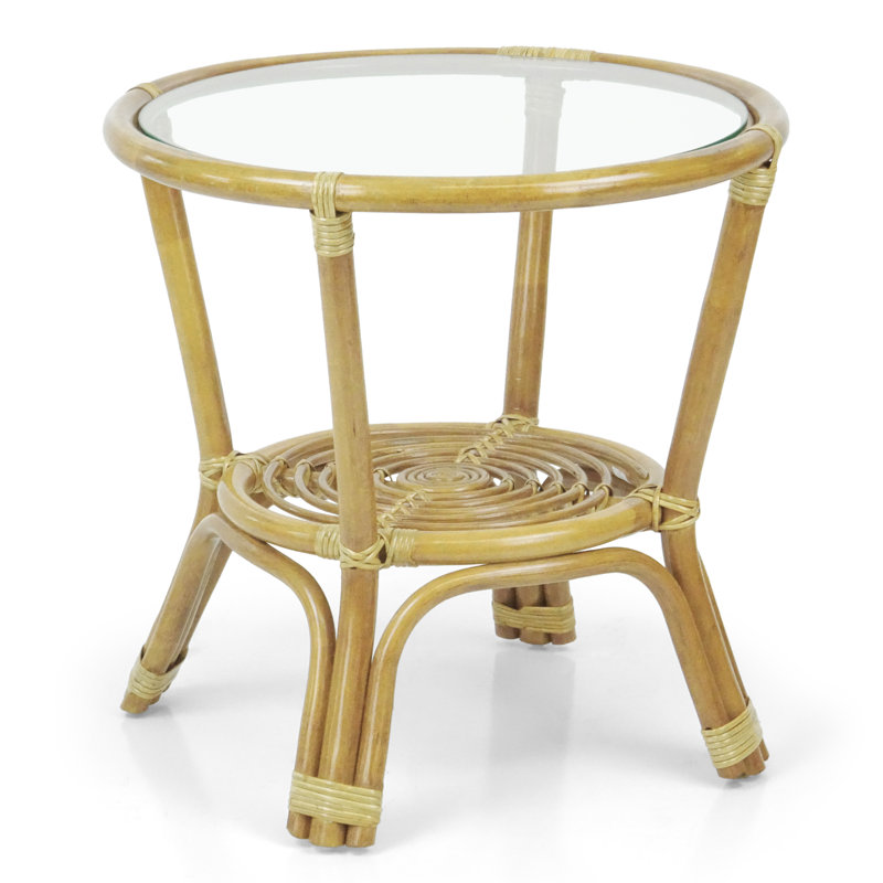 Eukleides Glass Tray Top End Table, Natural