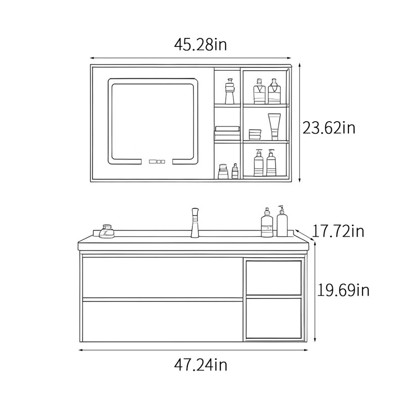 Armoire de salle de bain au style doux.