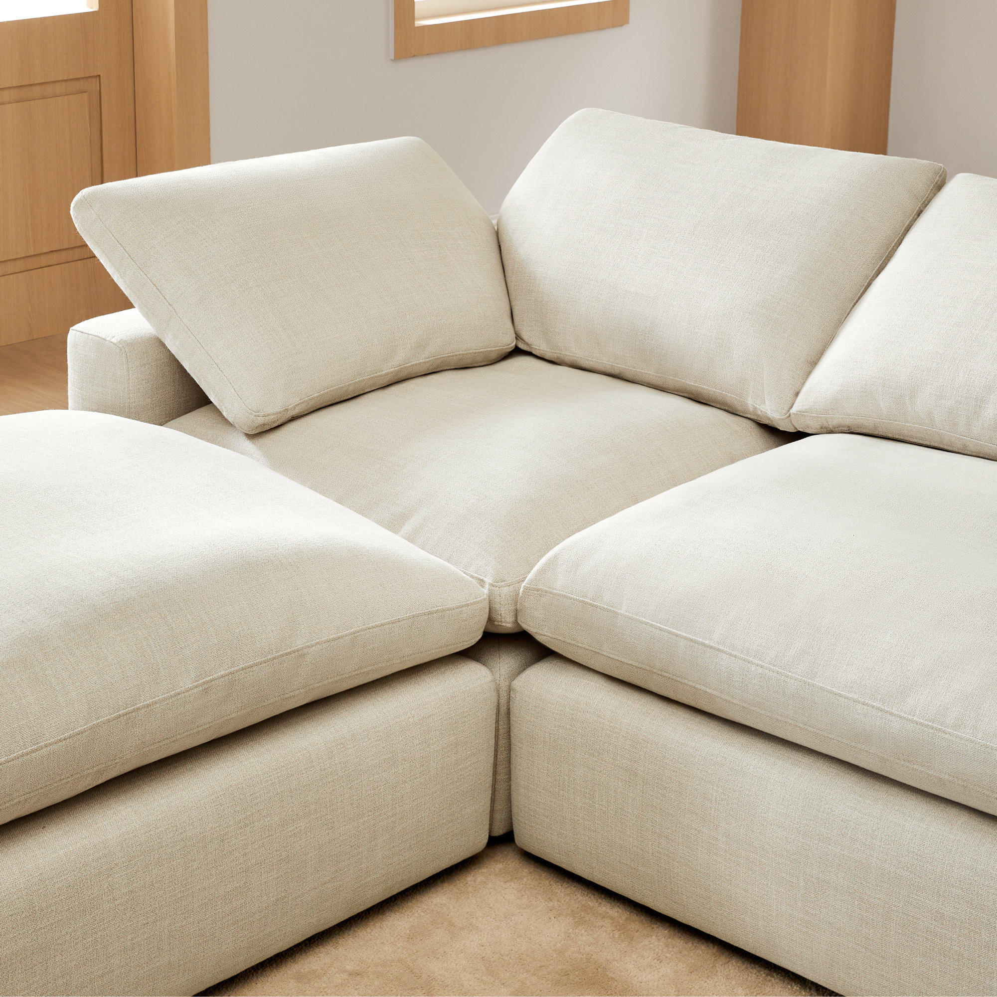Asher Upholstered Corner Chair, Effie Linen Performance Linen
