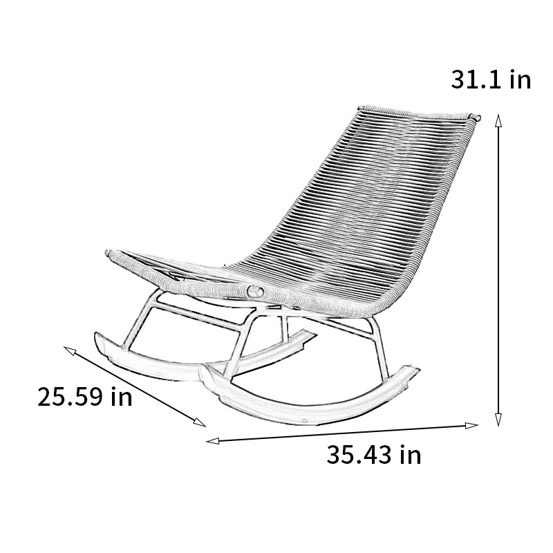 Chaise berçante en corde tissée à la main de haute qualité, Café crème