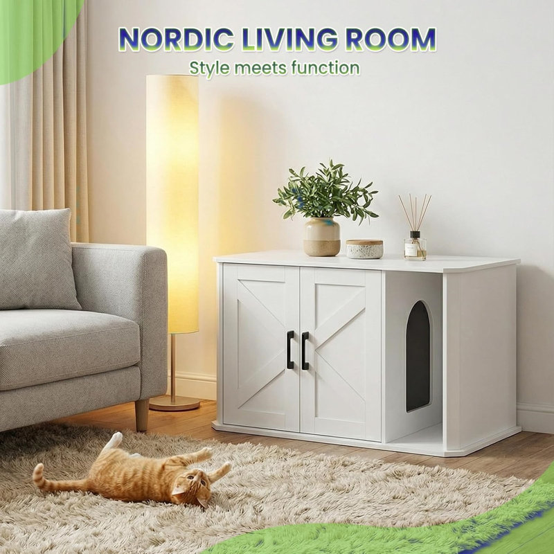Metal Litter Box Enclosure, White
