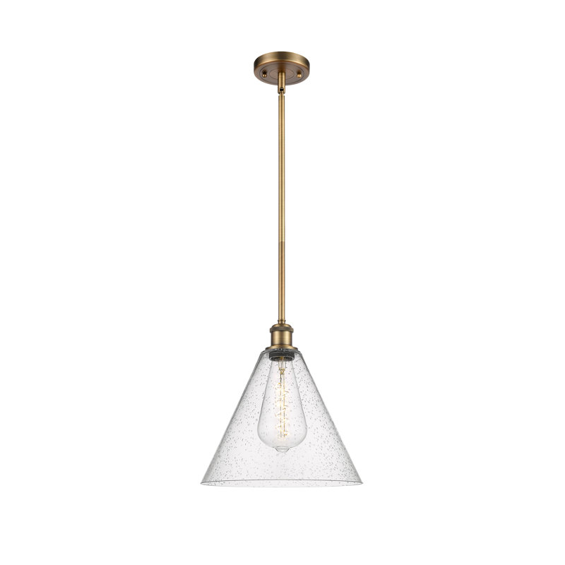 Luminaire suspendu conique à 1 lumière Gratia, Ampoule non incluse, Laiton brossé, H 12,75 po x l 12 po x P 12 po