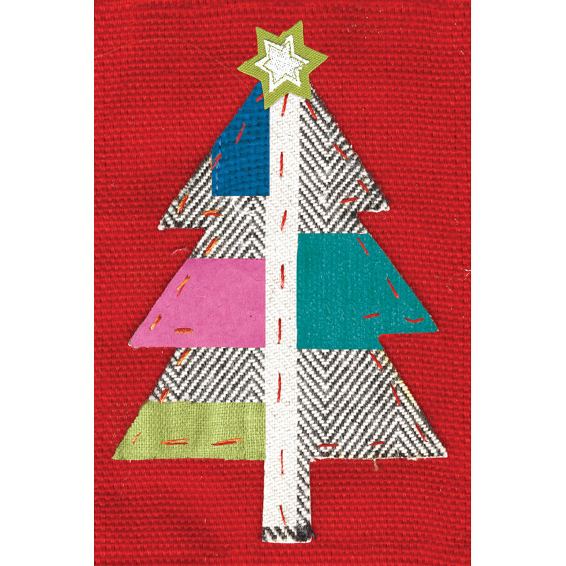 Bright Fabric And Stitches Tree - Wrapped Canvas Print, 122cm H x 81cm W x 3.8cm D