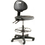 Backed Adjustable Height Ergonomic Lab Stool with Footring Wheels