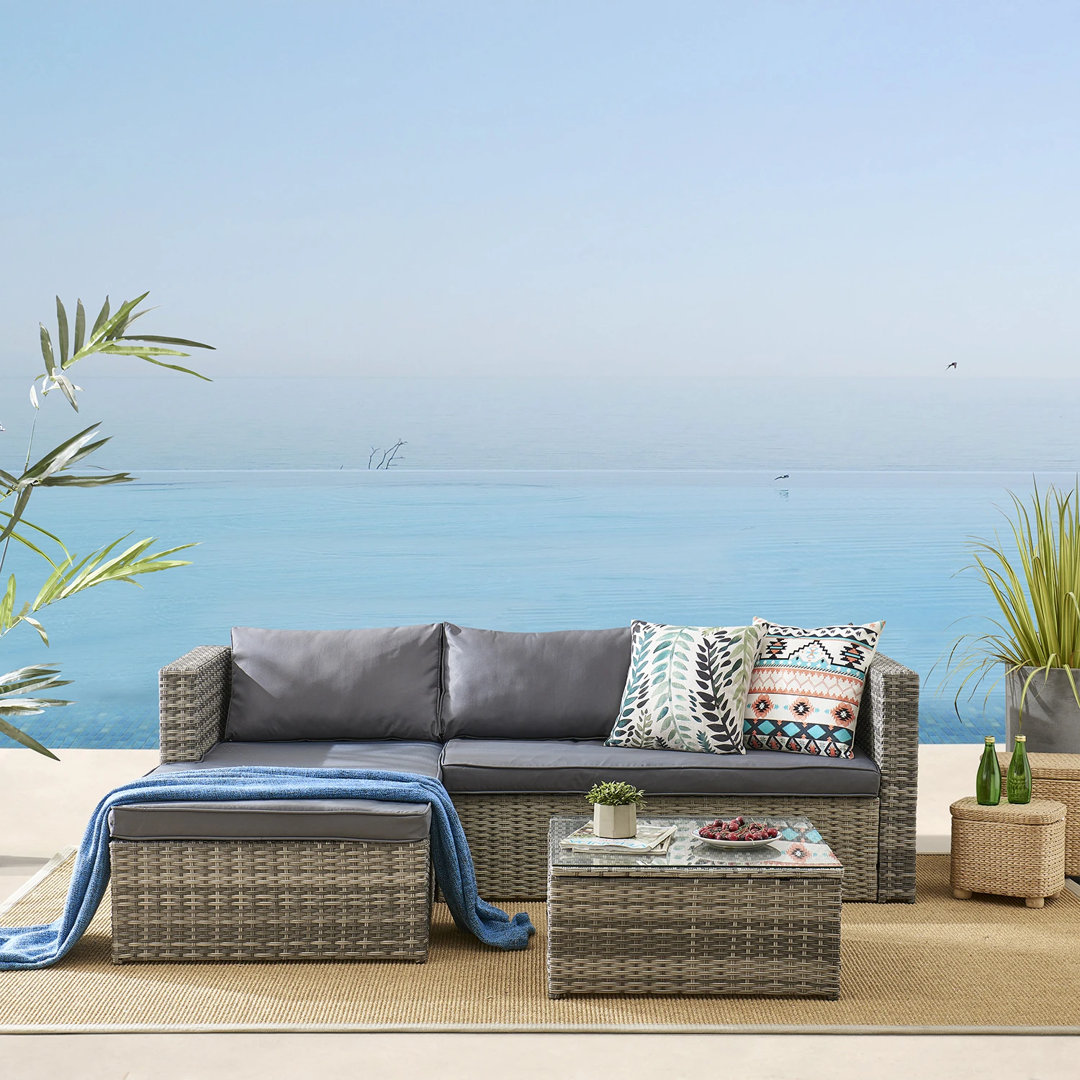 Saear 4 Seater Rattan Effect Corner Sofa Set