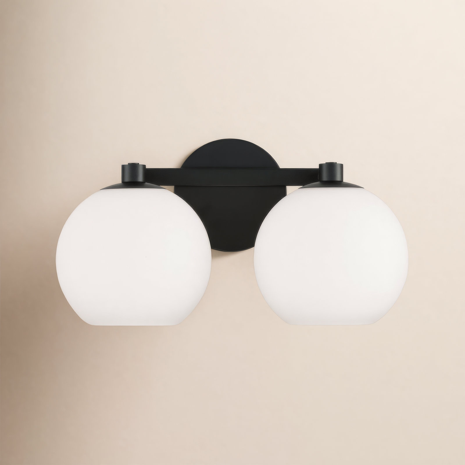Ansley 2 Light Frosted Dimmable Vanity Light, Matte Black