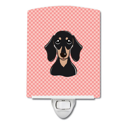 Checkerboard Wirehaired Dachshund Ceramic Night Light