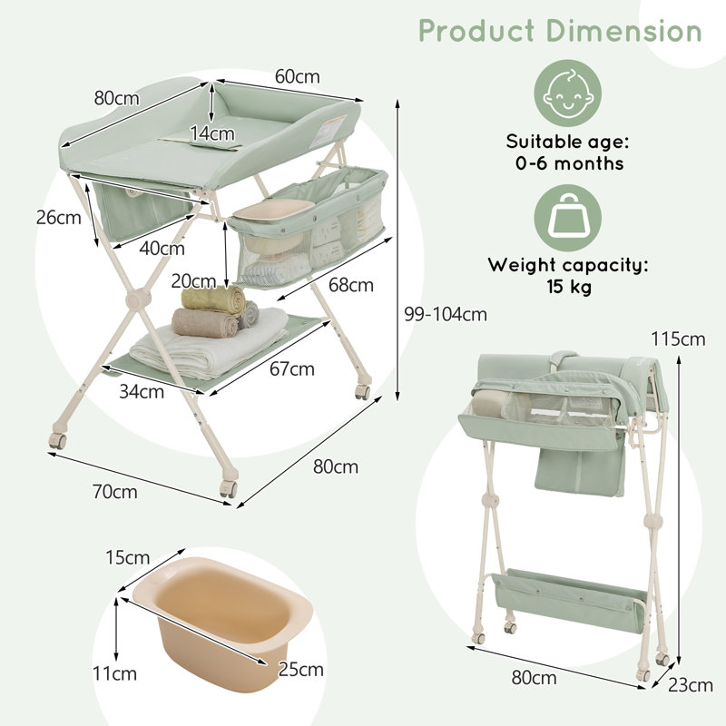 Croteau Changing Table, Green