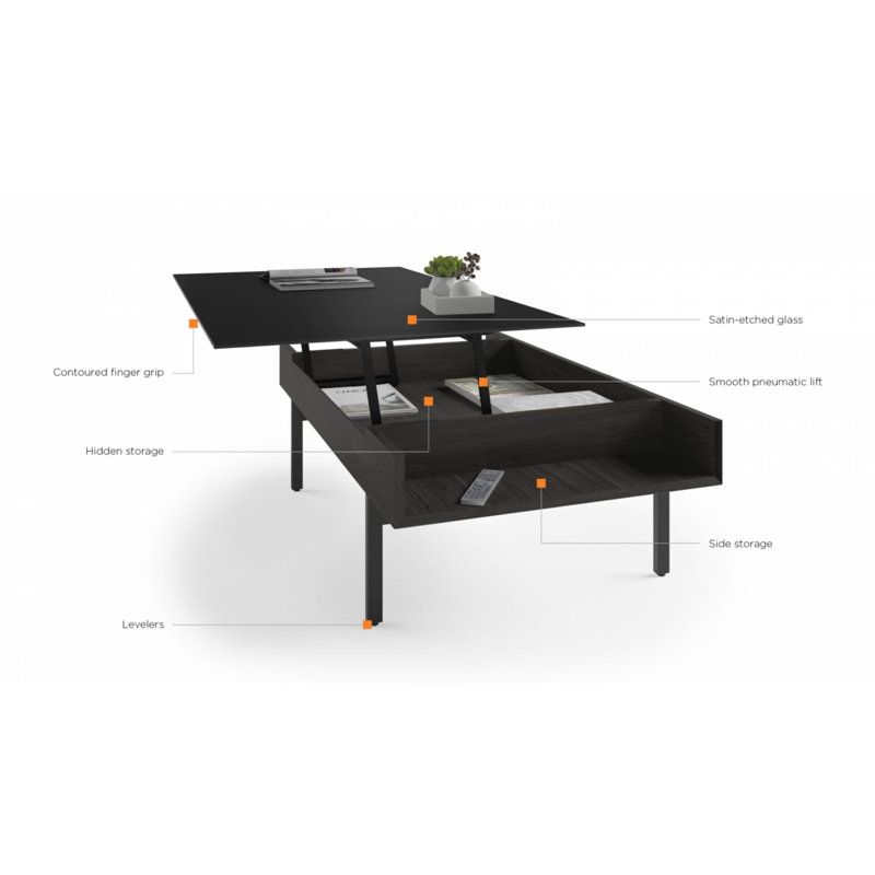 Reveal Glass Coffee Table, Chocolate Stained Walnut