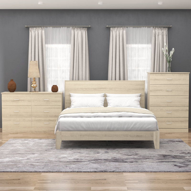 Allyannah 3 Pieces Bedroom Set, Queen, Oslo Oak