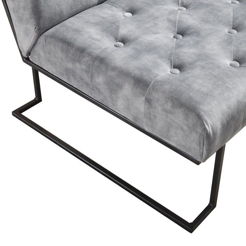 Fauteuil de chambre Klara, Noir, Velours gris