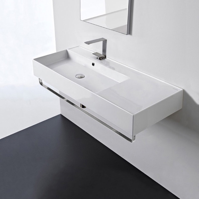 Scarabeo By Nameeks 18.1'' White Ceramic Rectangular Bathroom Sink with Overflow, No Hole