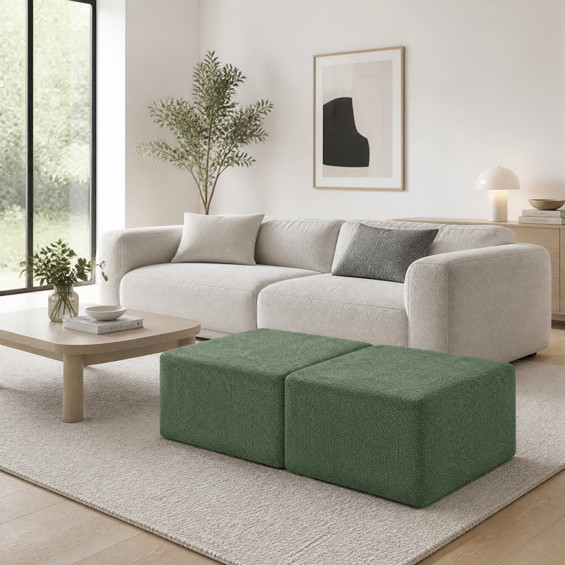 Repose-pieds 27,5 po en chenille moderne sans os, repose-pieds carré en mousse à compression, repose-pieds décoratif sans assemblage