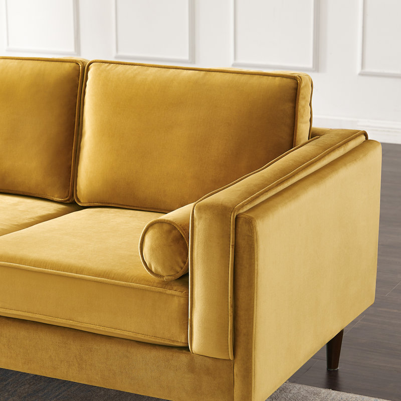 Haggai 86'' Upholstered Velvet Sofa, Modern 3-Seater Couch for Living Room, Velvet Gold