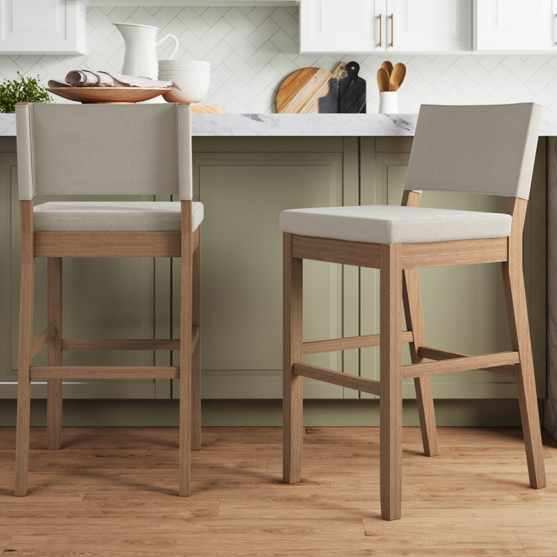 Tabouret tapissé, Gris clair naturel, Tabouret de bar (siège d'une hauteur de 29 po), 2