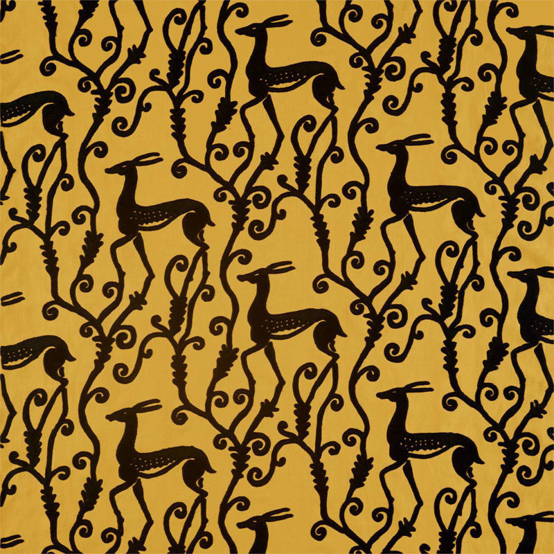 Deco Deer Fabric, Tigers Eye/Vine Black