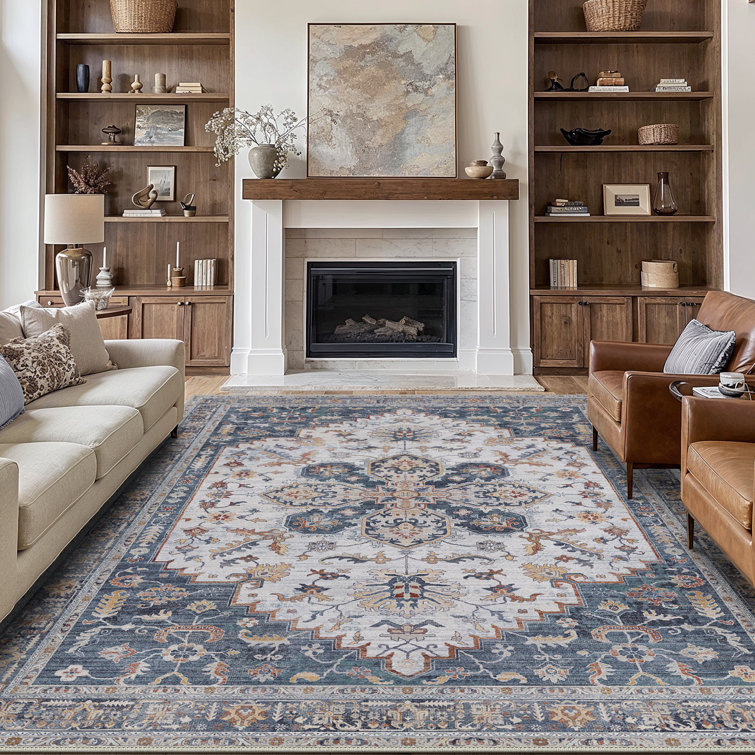 Oriental Non-Slip Machine-Washable Performance Area Rug