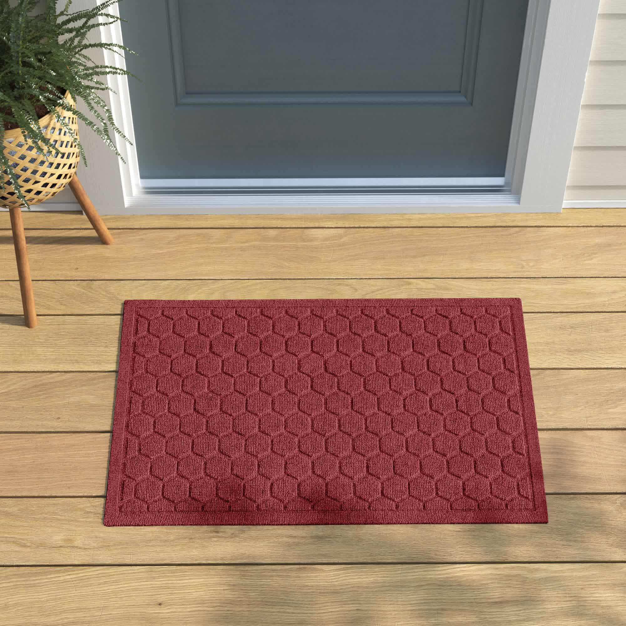 Bungalow Flooring Solid Red Rectangular Indoor or Outdoor Decorative Winter  Door Mat in the Mats department at