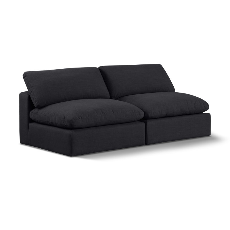 Canapé modulaire en lin Hurlow, Tissu texturé en lin noir