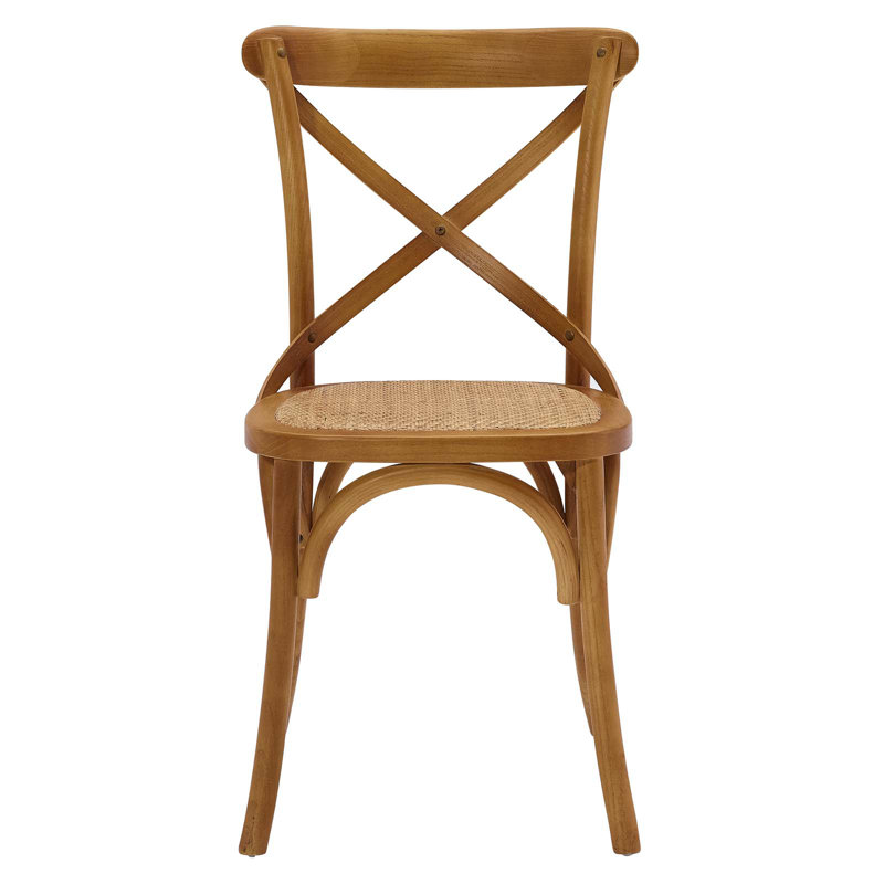 Rustic Farmhouse Cross-Back White Wood Dining Side Chair